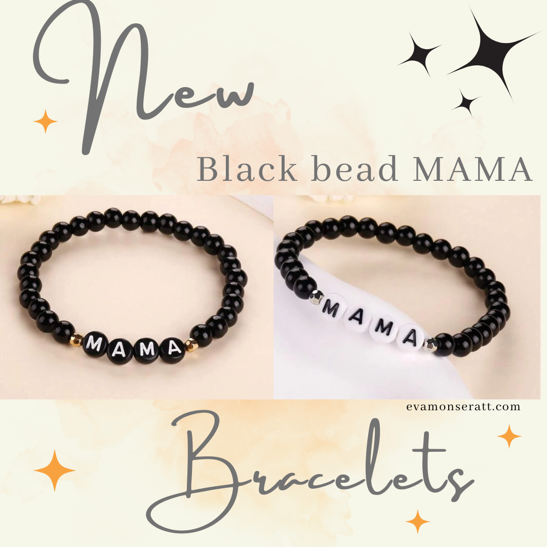 Black Bead MAMA Bracelet