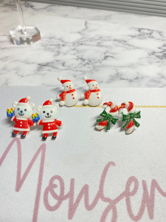 Christmas Earrings, Holiday studs,  Cute Christmas jewelry