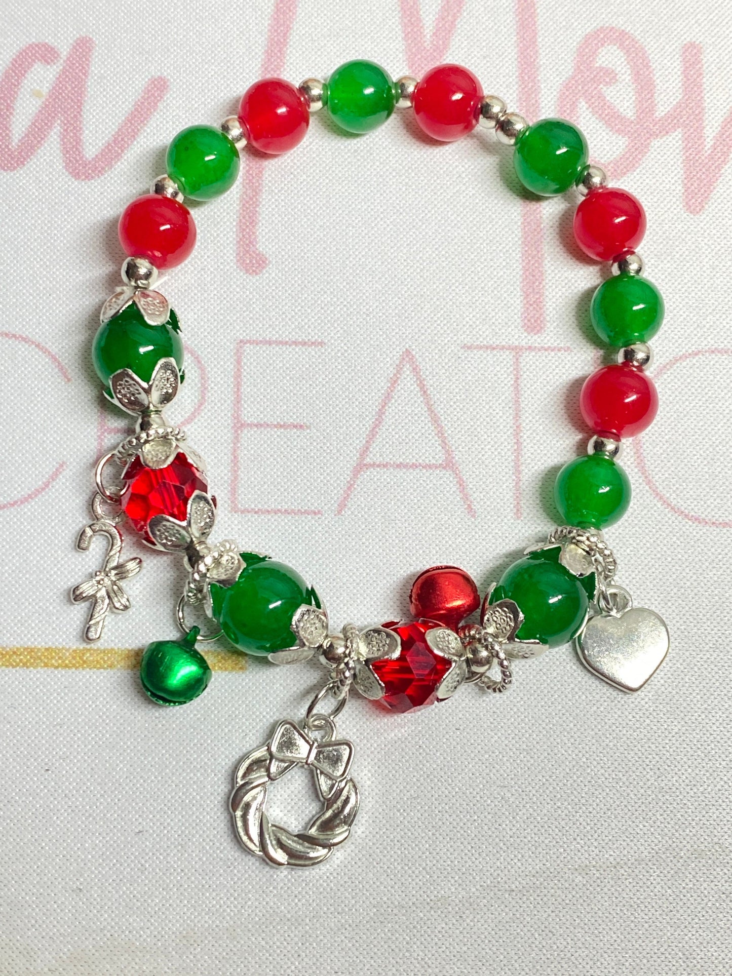 Christmas Bracelet, Beaded Bracelet, Holiday Bracelet, Charm Bracelet