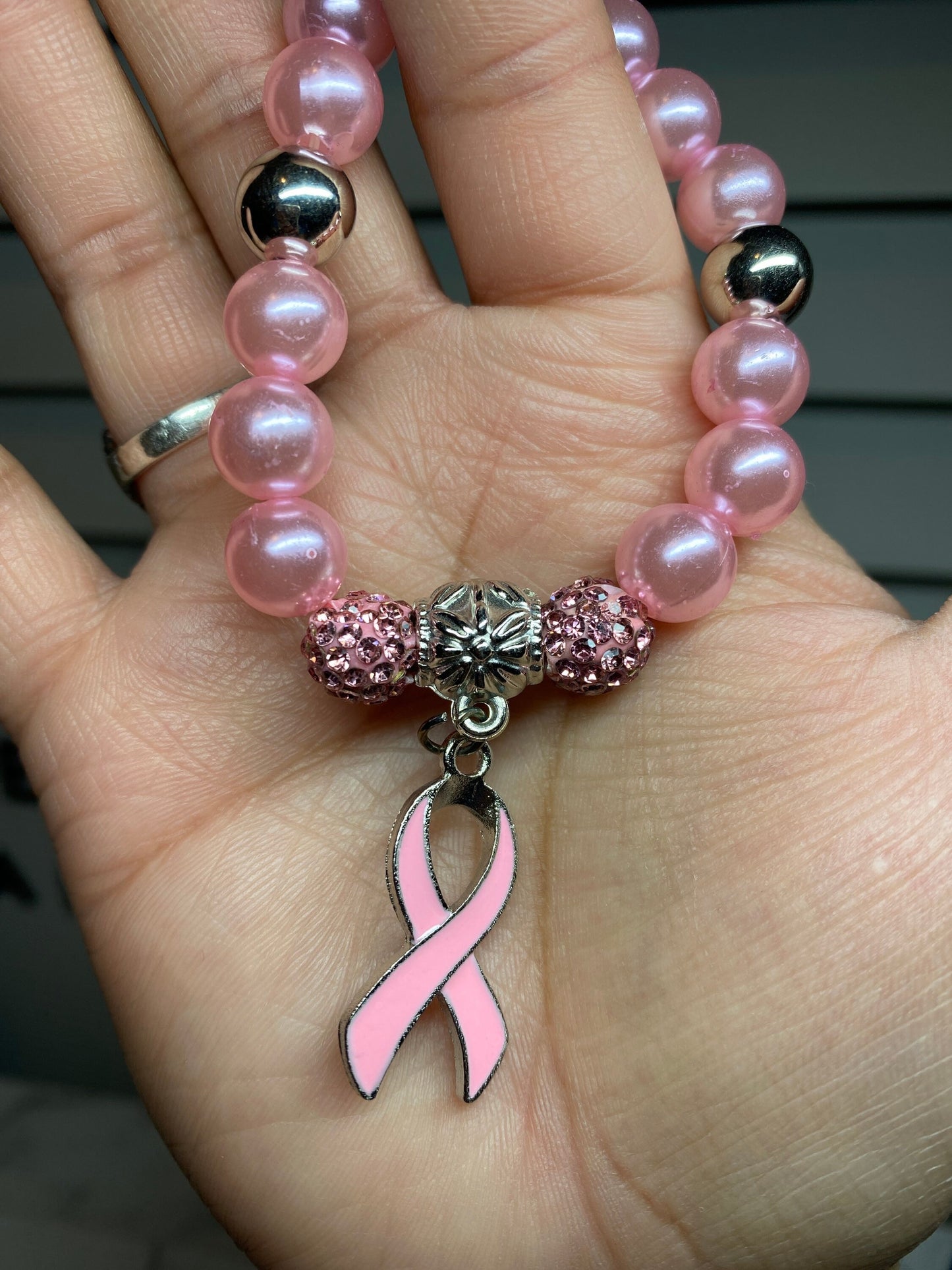 Pink Cancer Ribbon Bracelet