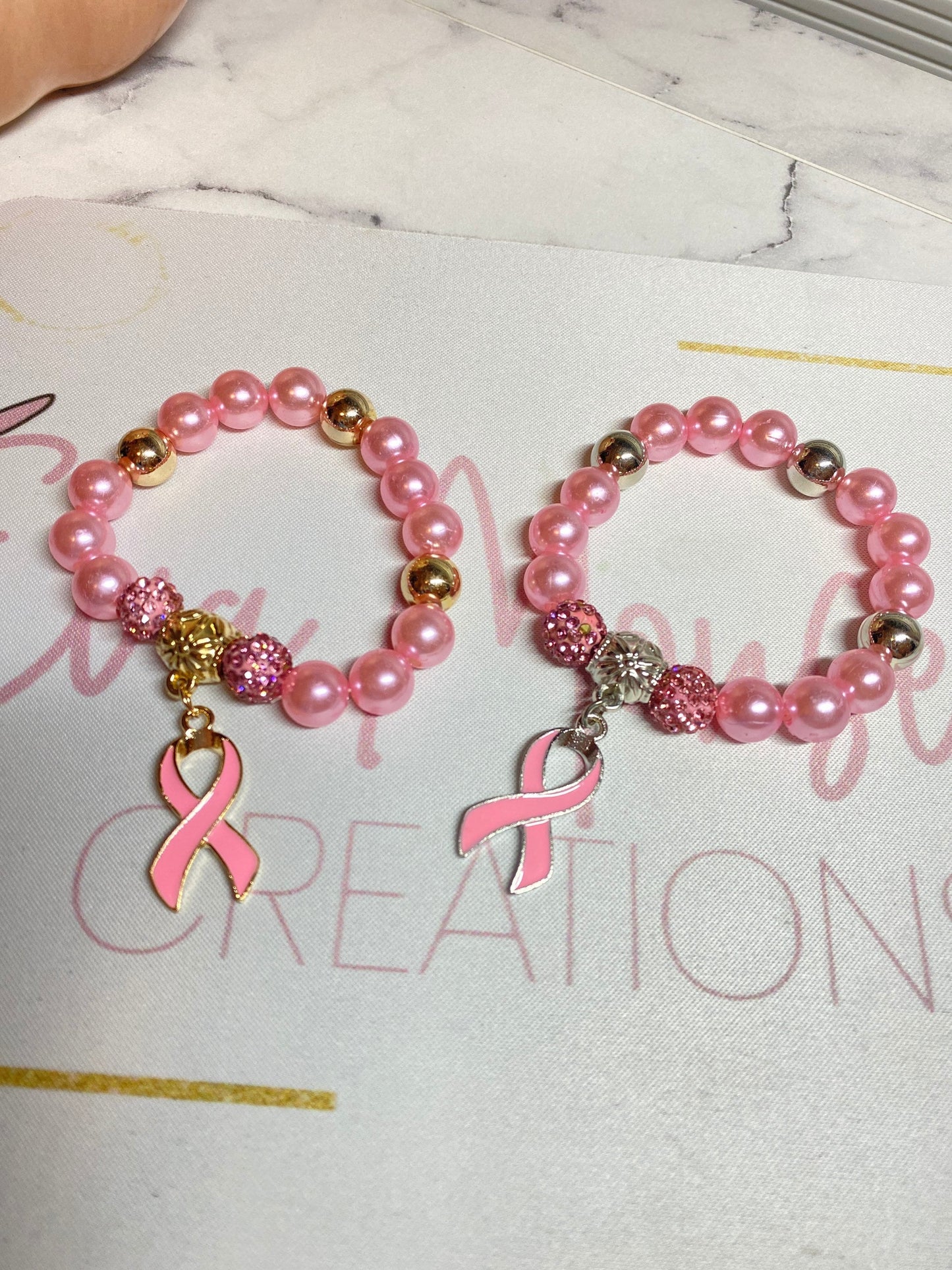 Pink Cancer Ribbon Bracelet