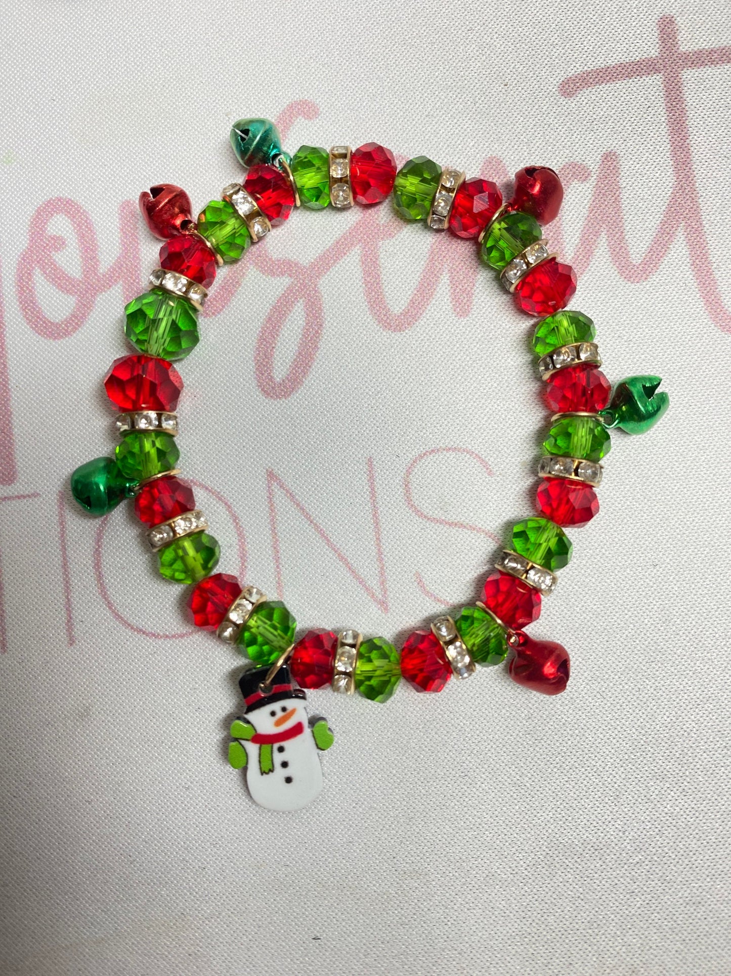 Christmas Bracelet, Beaded Bracelet, Holiday Bracelet, Charm Bracelet