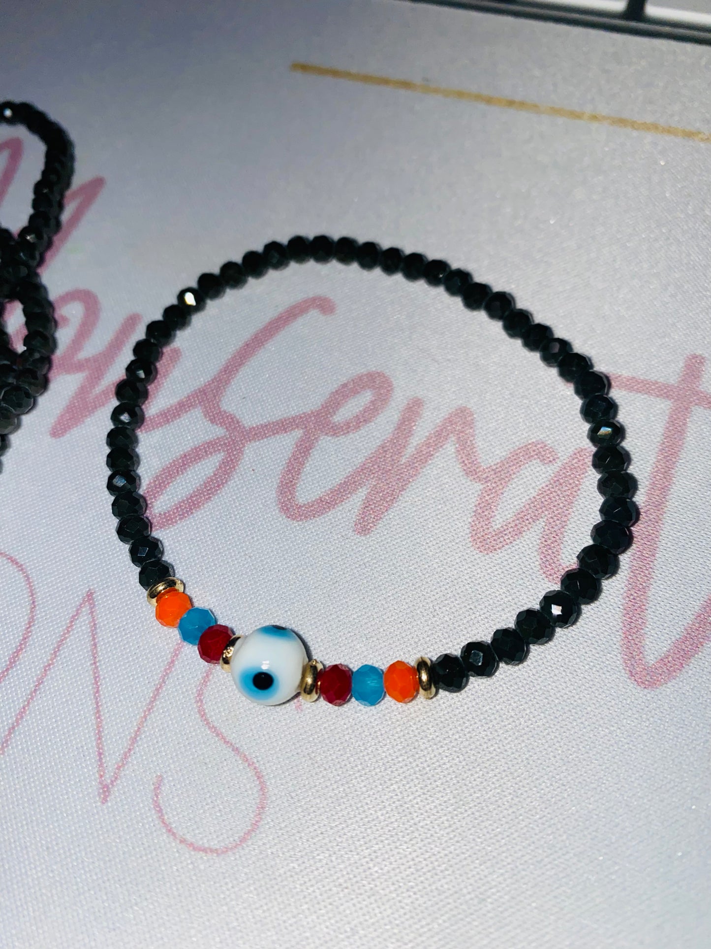 Black Beaded Eye Bracelet