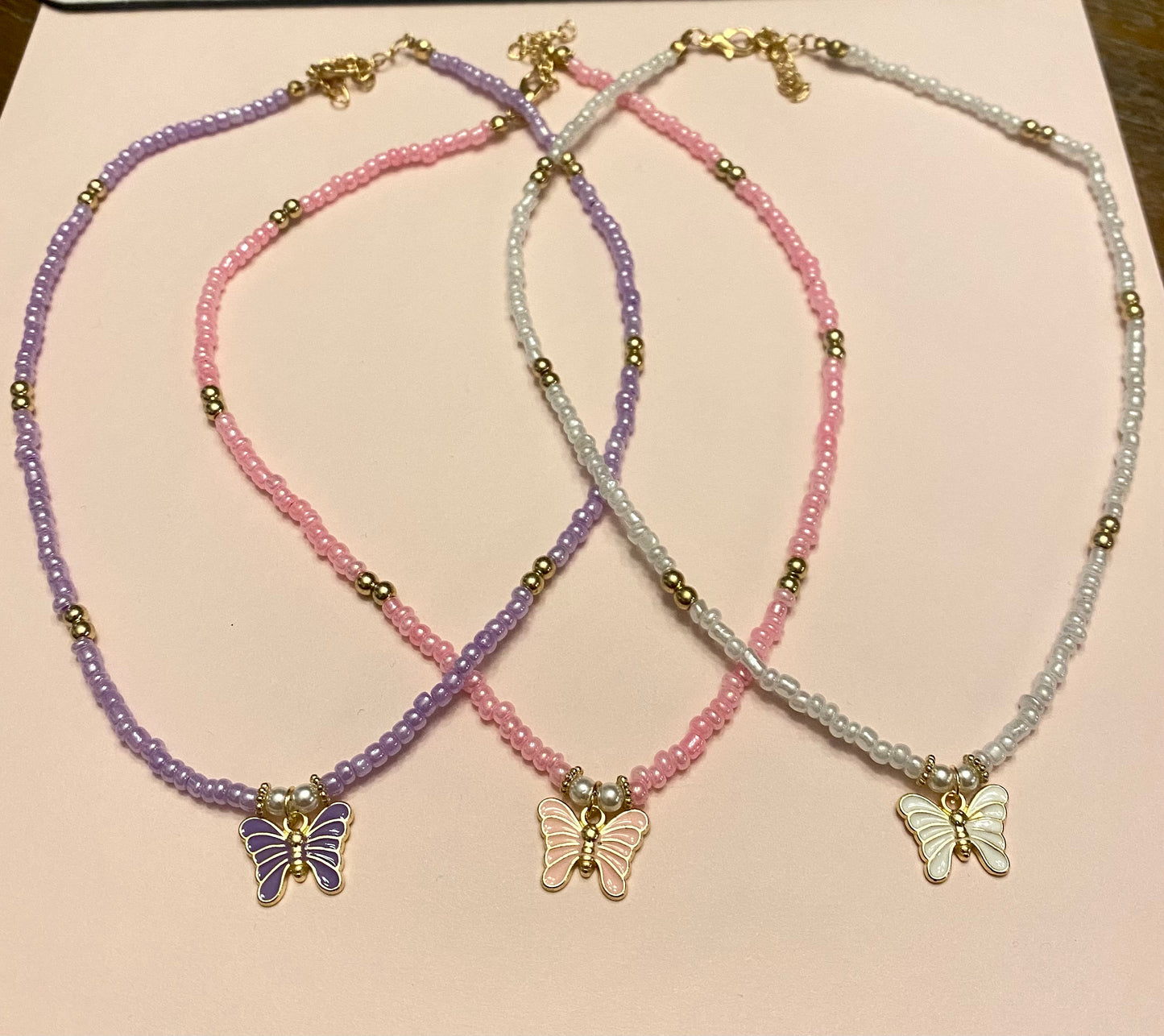 Kids Butterfly Beaded Necklace