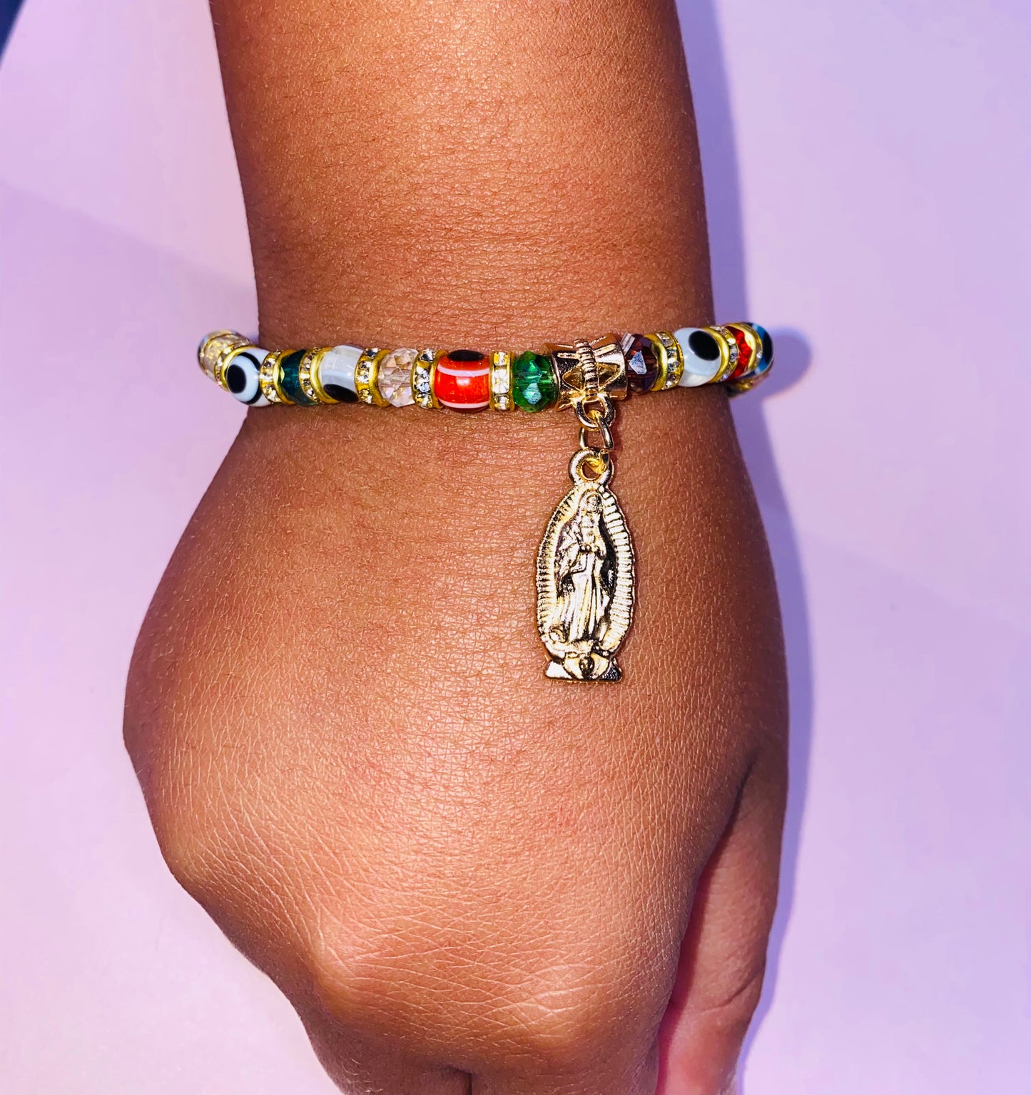 Virgen Mary Beaded bracelet with Eye