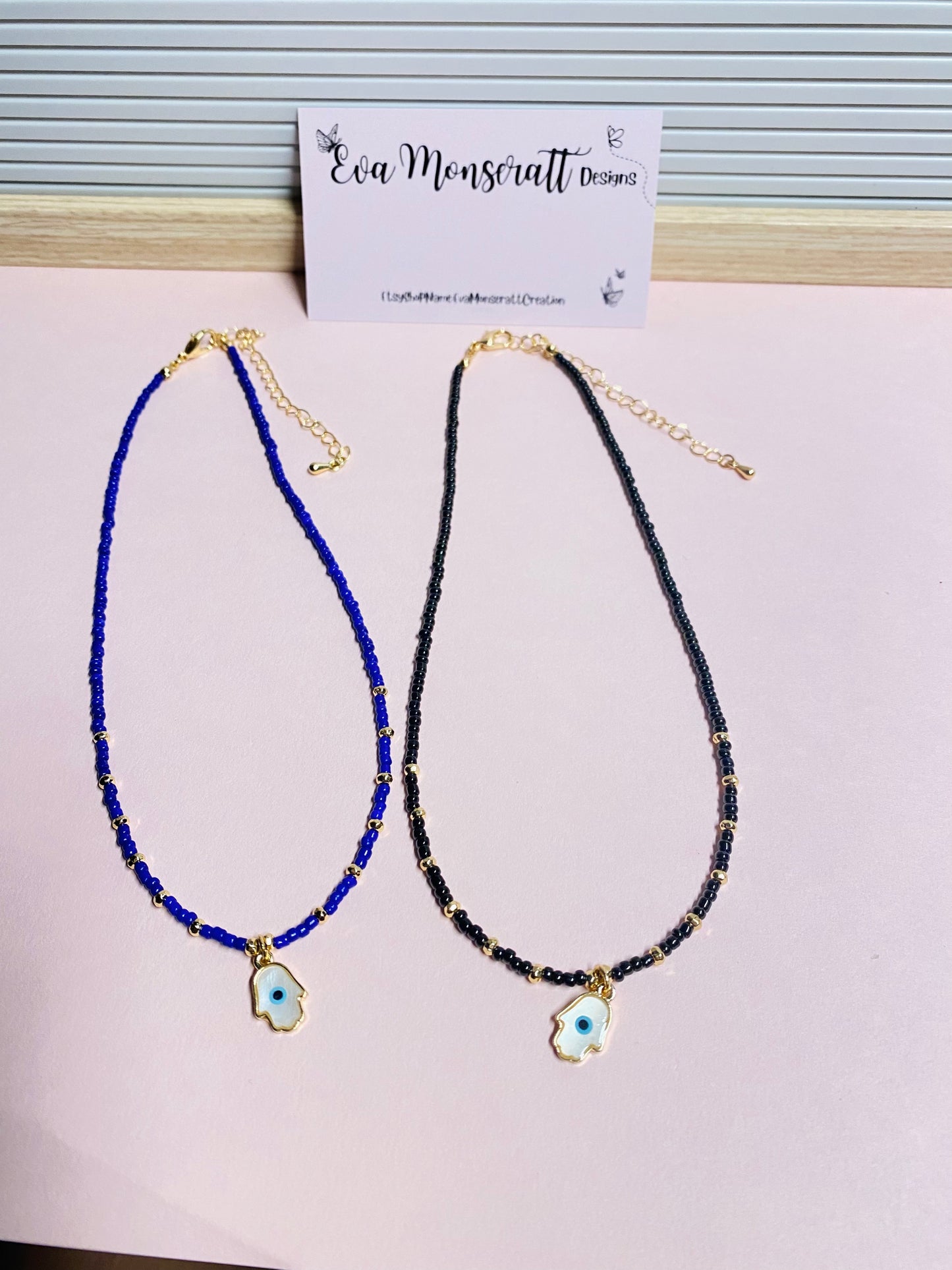 Evil Eye Beaded Necklace - The One  / Dainty Beaded Necklace with Evil Eye Protection