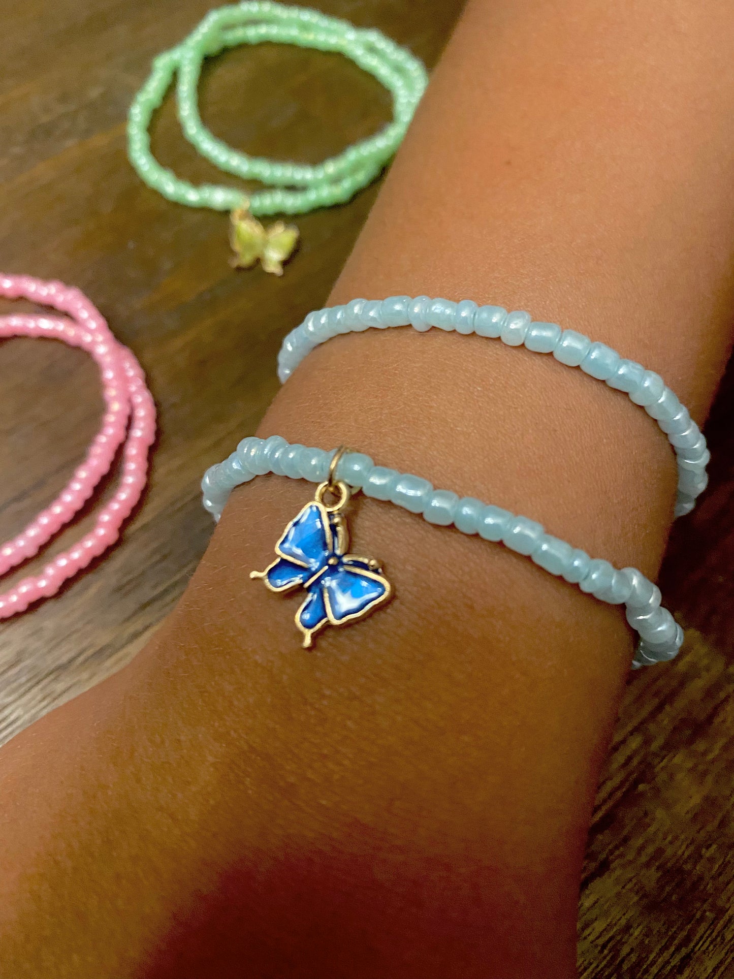 Kids Butterfly Beaded 2 pc Bracelet