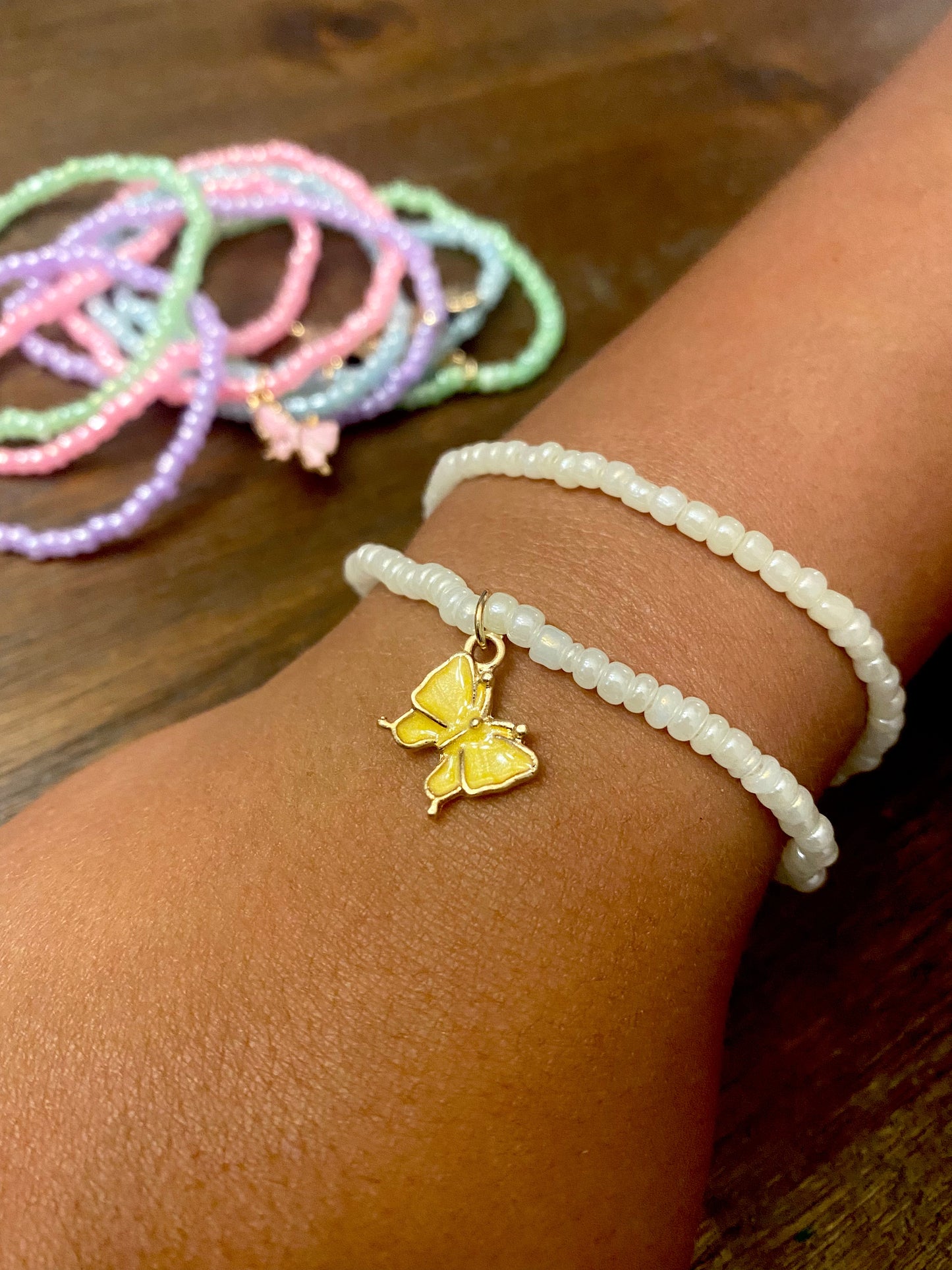 Kids Butterfly Beaded 2 pc Bracelet