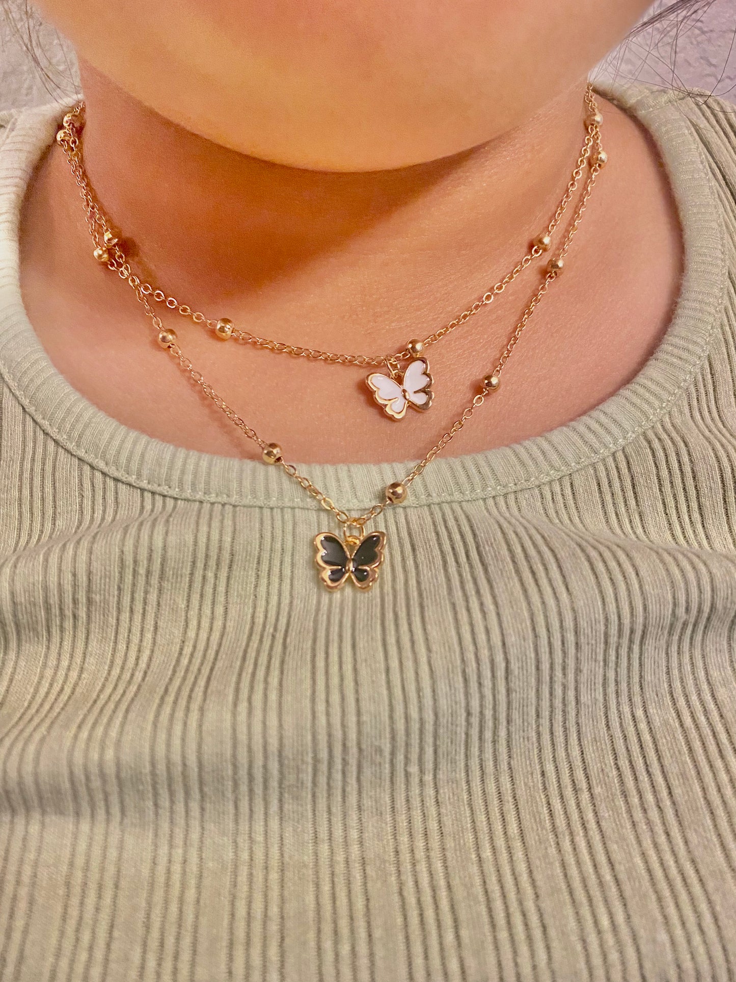 Kids Gold tone Butterfly Necklace