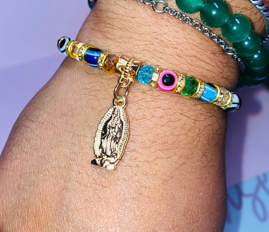 Virgen Mary Beaded bracelet with Eye