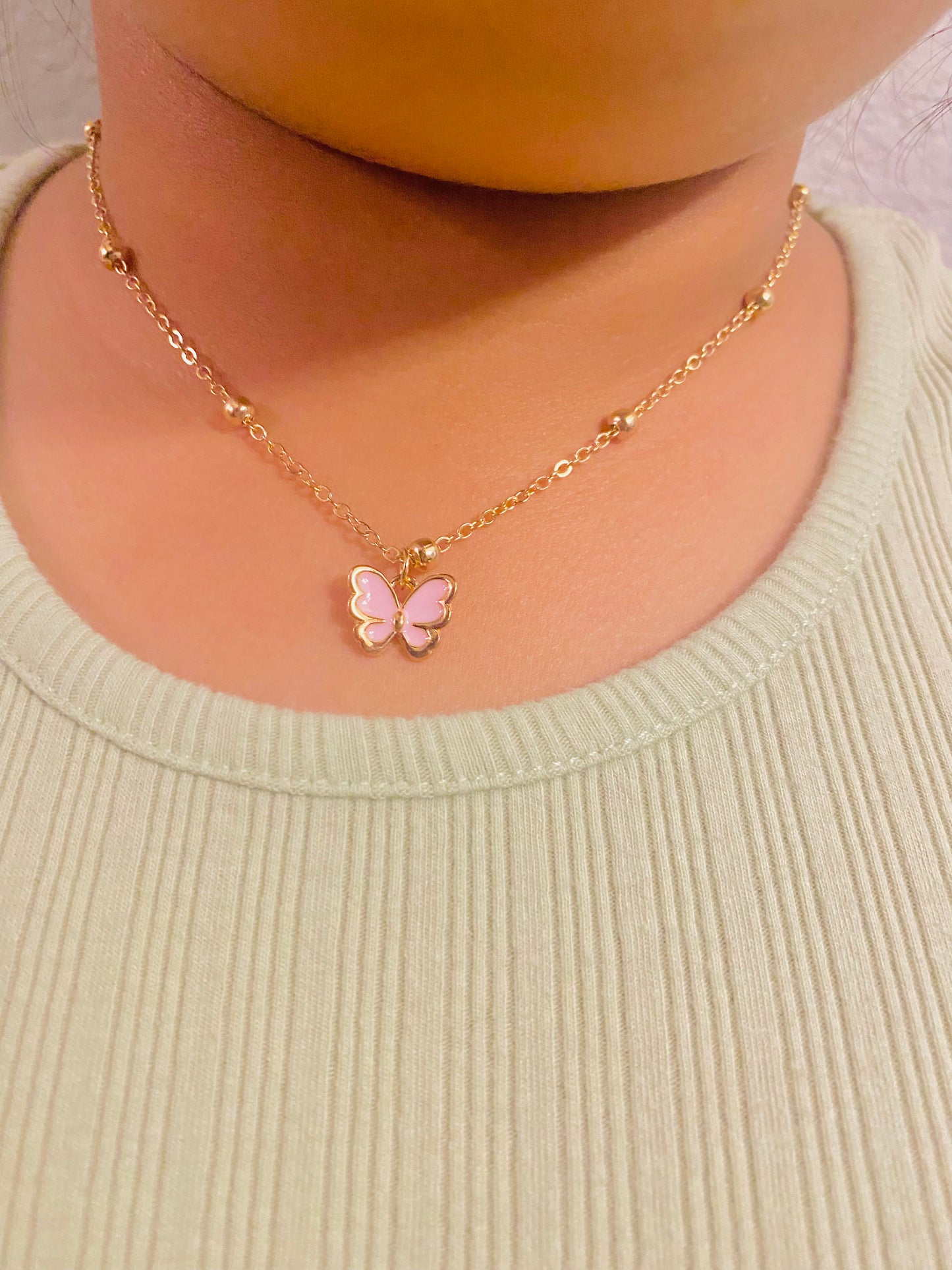 Kids Gold tone Butterfly Necklace