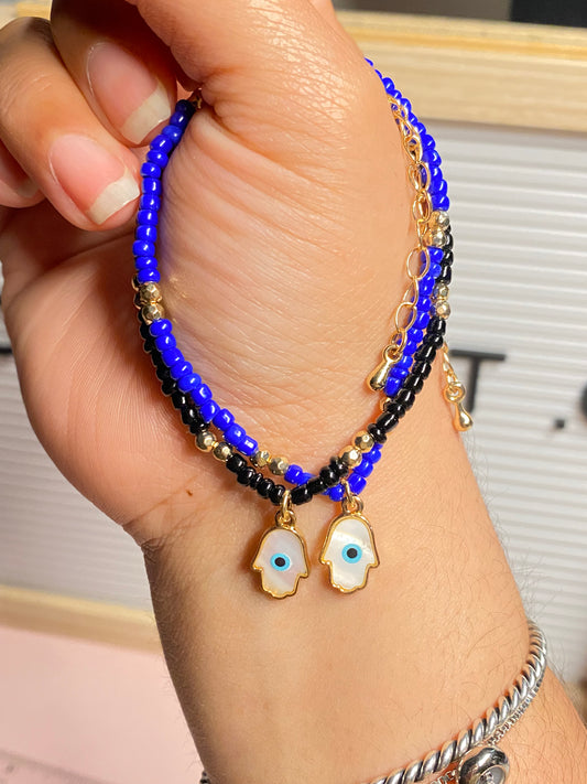 Evil Eye Beaded Bracelet - The One  / Dainty Beaded Bracelet with Evil Eye Protection