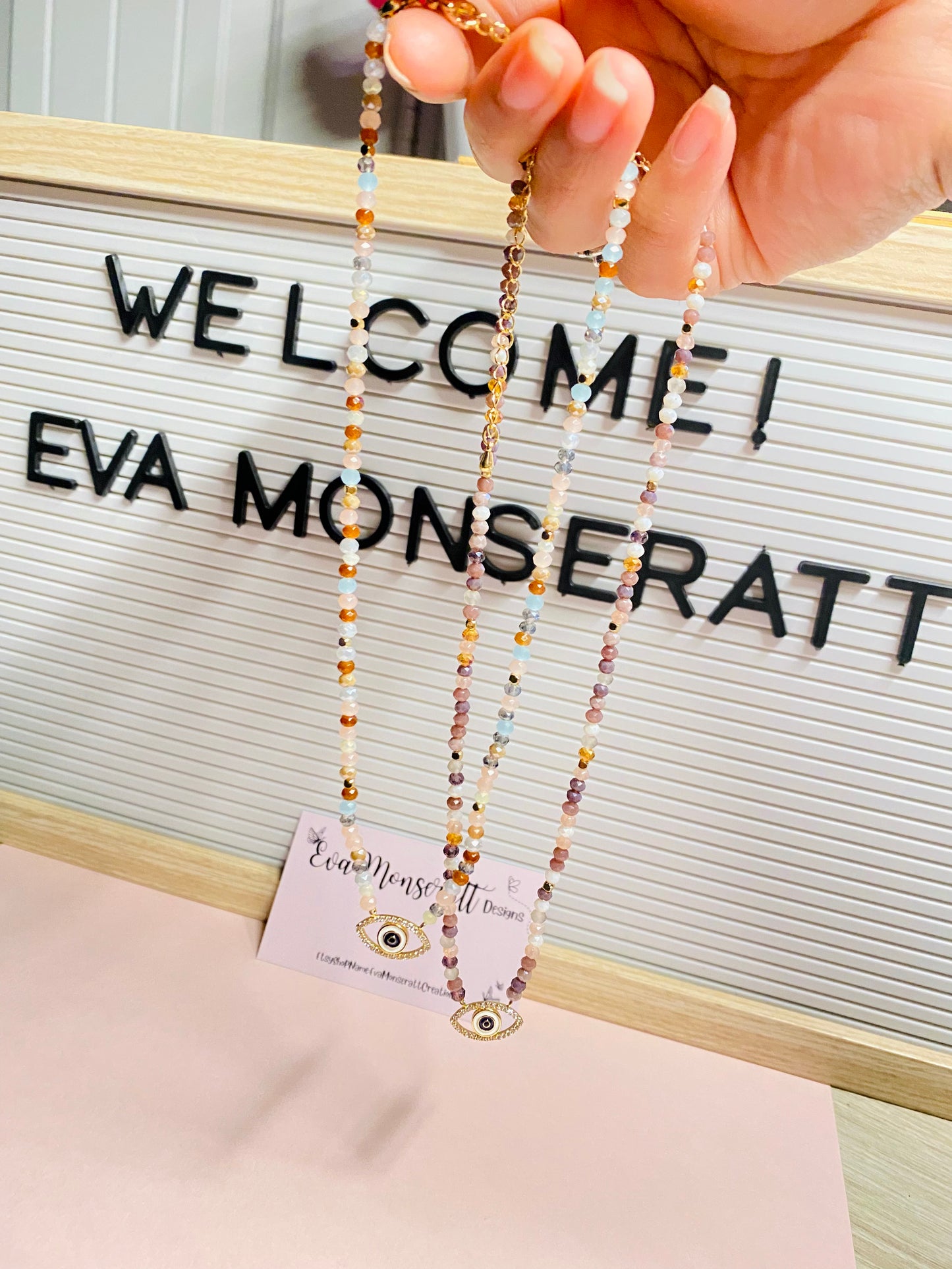 Evil Eye Beaded Necklace - The Classy / Dainty Beaded Necklace with Evil Eye Protection