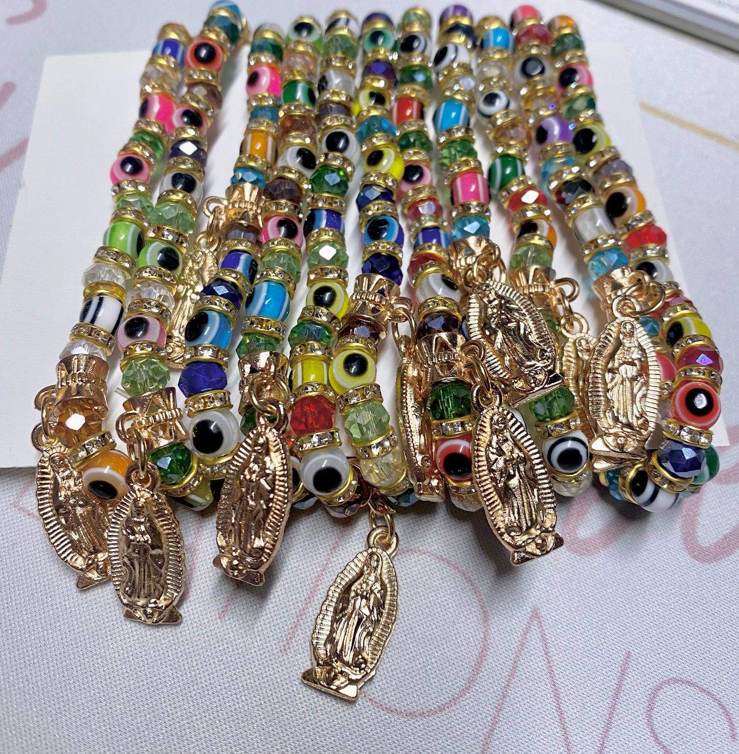 Virgen Mary Beaded bracelet with Eye