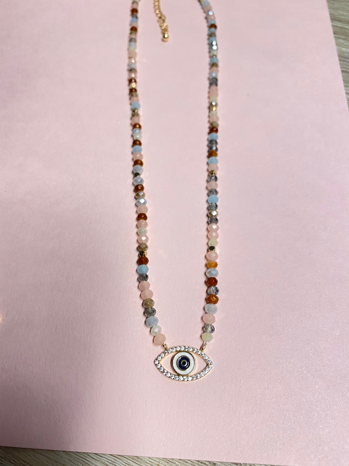 Evil Eye Beaded Necklace - The Classy / Dainty Beaded Necklace with Evil Eye Protection